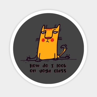 How do I look on yoga class funny yoga and cat drawing Magnet